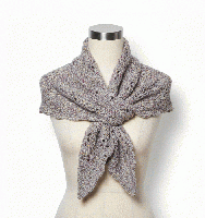 【手編み】ふんわり透かし編みのリーフ柄三角ショール 　20260114-6