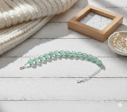 ミントグリーンとシルバーの煌めきブレスレット　20260115-2