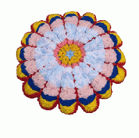 【早春を彩る】ふんわりお花のクロシェ・丸座布団(グリーン×ラベンダー20260116-1