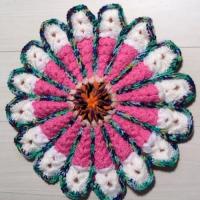 手編みのお花座布団*レトロポップな多色使い円座クッション　0004
