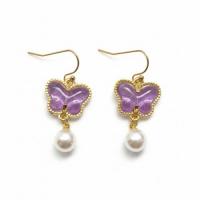 春を運ぶ 揺れる紫の蝶とパールのピアス/イヤリング|透明感 ラベンダー　20260216-17