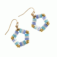 20260330-11ブルーグラデ 五角形 ビーズピアス ゴールド 揺れる ペンタゴン 上品 大人可