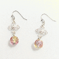 20260330-14フルーツカラー ガラスビーズ クローバー ピアス シルバー 揺れる