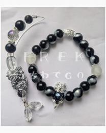 和風ドラゴン ブレスレットイヤーフック2点セット シルバー