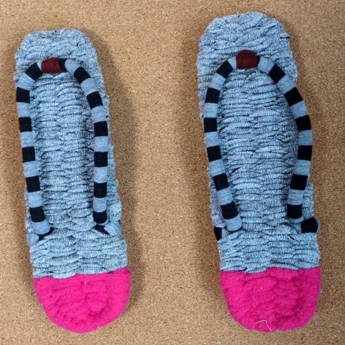 マルチカラー　手編み 　布草履　Z0006