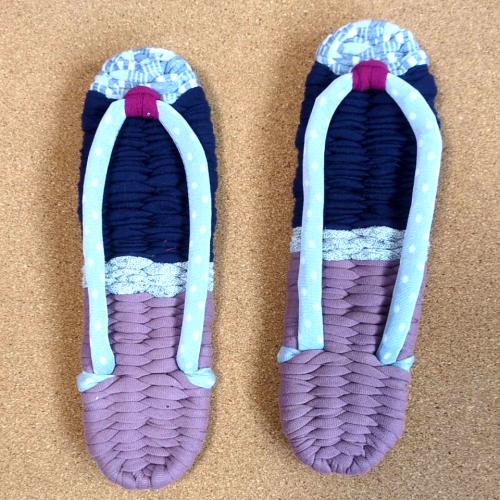 マルチカラー　手編み 　布草履　Z0009