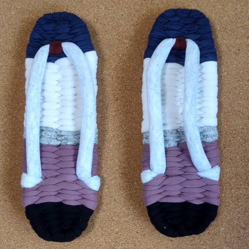 マルチカラー　手編み 　布草履　Z0011