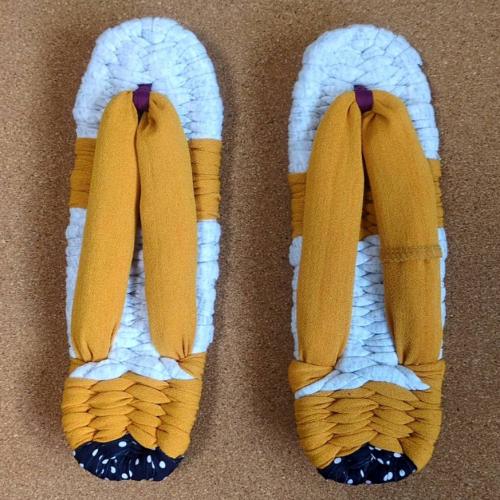 マルチカラー　手編み 　布草履　Z0012