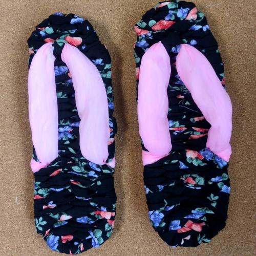 マルチカラー　手編み 　布草履　Z0013