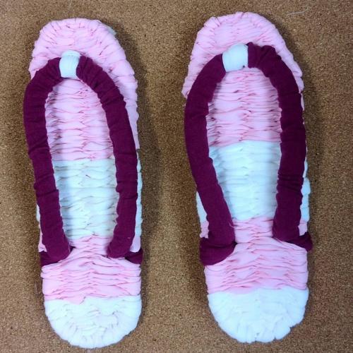 マルチカラー　手編み 　布草履　Z0014