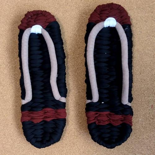 マルチカラー　手編み 　布草履　Z0016