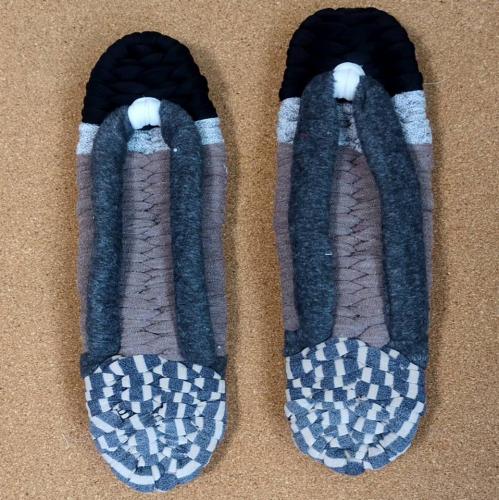 マルチカラー　手編み 　布草履　Z0017