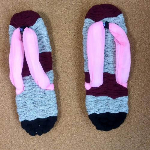 マルチカラー　手編み 　布草履　Z0018