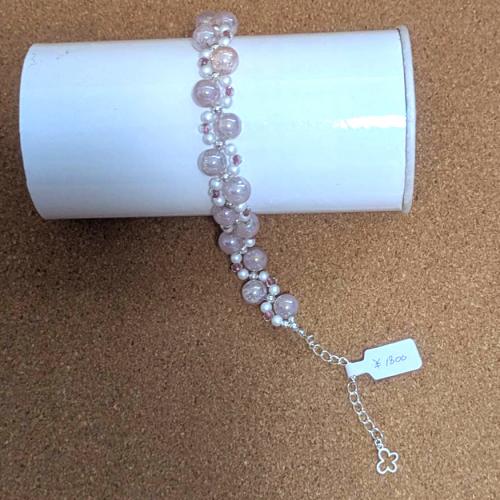 ブレスレット 薄いピンク&ホワイト201019-0016