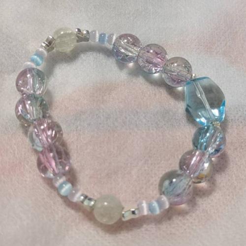 マルチカラーブレスレット　透明ピンク&水色　0022