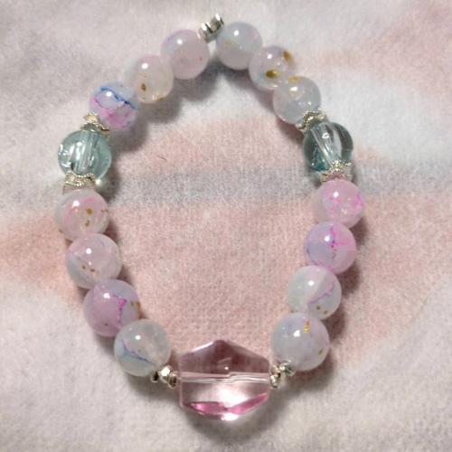 マルチカラーブレスレット　ホワイト&ピンク系　201019-0027