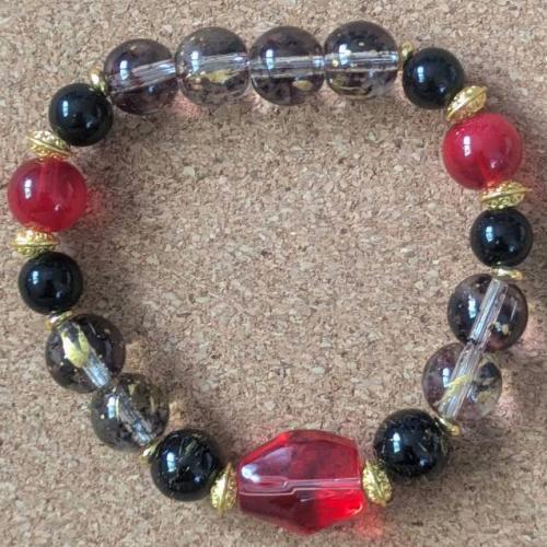 マルチカラーブレスレット　透明&黒&赤　201019-0035