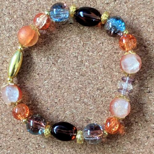 マルチカラーブレスレット　オレンジ&ブラウン系　201019-0039