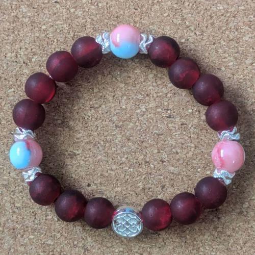 マルチカラーブレスレット　ワインレッド系(マッド)　201019-0042