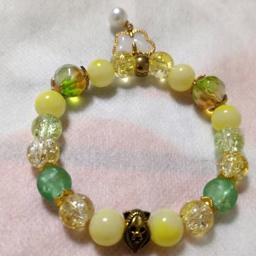 マルチカラーブレスレット　ライオンチャーム&イエローカラー　201019-0052
