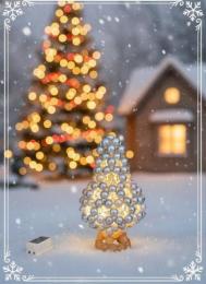 【限定1点】シルバークリスマスツリー(LEDライト付き)ガラスビーズ