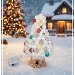 【限定1点】白　クリスマスツリー(LEDライト付き)ガラスビーズ