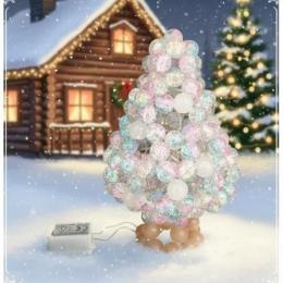 【限定1点】ホワイトパステル　クリスマスツリー(LEDライト付き)ガラスビーズ