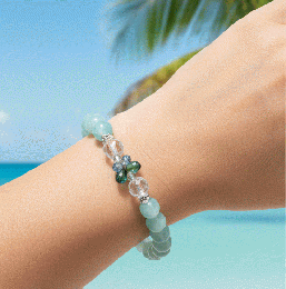 マルチカラーブレスレット　水色(少し緑ががった)系　201019-0030