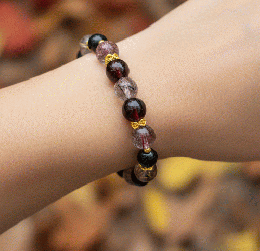 マルチカラーブレスレット　ブラウン+赤系　201019-0045