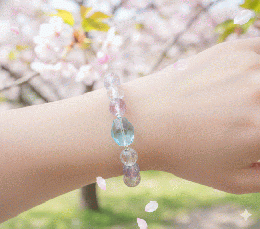 マルチカラーブレスレット　透明ピンク&水色　0022