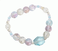 マルチカラーブレスレット　透明ピンク&水色　0022