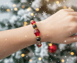 マルチカラーブレスレット　透明&黒&赤　201019-0035