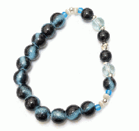 マルチカラーブレスレット　黒と水色系　201019-0047