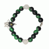 マルチカラーブレスレット　ドラゴンチャーム付き　黒+緑　201019-0055