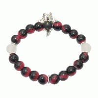 マルチカラーブレスレット　ドラゴンチャーム付き　黒+赤　201019-0056