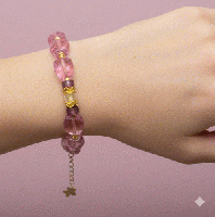 ベリーピンクの煌めきガラスブレスレット春色 華やか 大人可愛い　20251223-3