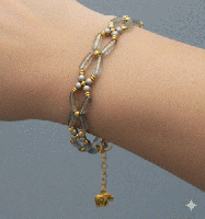 星屑グレーのブレスレット|秋冬 シック 上品 ニュアンスカラー ゴールド　20251223-4