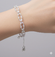 幻想的なオーロラのブレスレット|冬 氷の世界 透明感 清楚 シルバーカラ　20251223-5