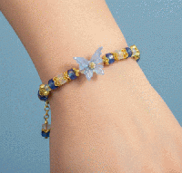 ロイヤルブルーと金の蝶のブレスレット|夏 爽やか 鮮やか　201019-0065