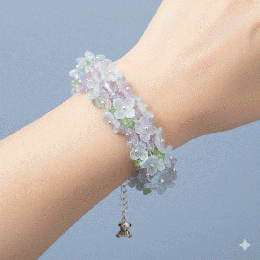 雨上がりの紫陽花ガラスブレスレット|初夏 ニュアンスカラー 清楚 20251223-7