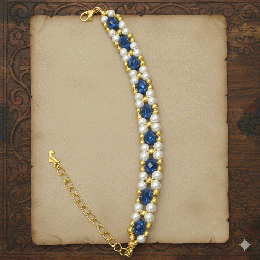 夜空を彩るロイヤルブルー×パールのノーブルブレスレット　201019-0004