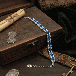 深みのあるブルーとシルバーの組み合わせの知的ブレスレット　201019-0001