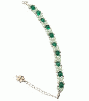 深緑の森の守護石|エメラルドグリーン×パールのクラシカルブレスレット　201019-0002