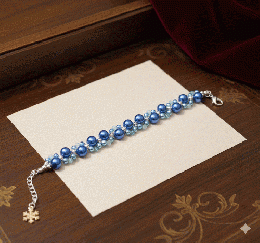 ロイヤルブルーパールの編み込みブレスレット　201019-0020