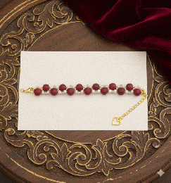 ボルドーマットビーズの編み込みブレスレット　201019-0010