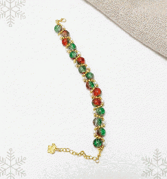 聖夜を彩る輝きクリスマスカラーの艶めくパールブレスレット　20251223-12