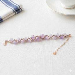 夕暮れのラベンダー。質感重なるパープルパールの編み込みブレスレット　20251223-16