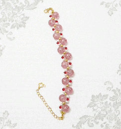 【春を彩る】桜色ピンクのビーズとパールの多連風ブレスレット 201019-0014