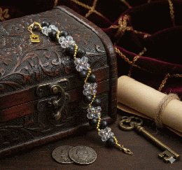 漆黒の夜空と星を纏う。アンティークな風合いのブレスレット　20251224-1