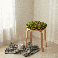 【極厚ふっくら】手編みのお花座布団*レトロポップな円座クッション　0002